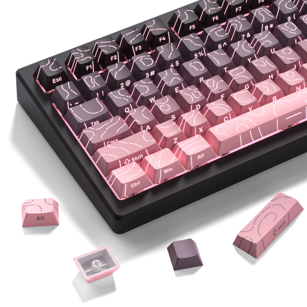 98 คีย์ Shine ผ่านโปรไฟล์เชอร์รี่ Keycaps Double Shot PBT Custom Key Caps สําหรับ Cherry MX Mechanical Keyboard
