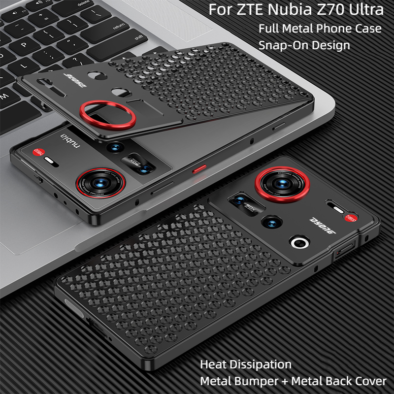 ZTE Luxury Snap-On Design Locked/ปลดล็อคการกระจายความร้อนFull Metal Bumper Hard CaseสําหรับZTE Nubia Z70 Ultra Z80 Ultraฝาครอบโทรศัพท์ปลอก
