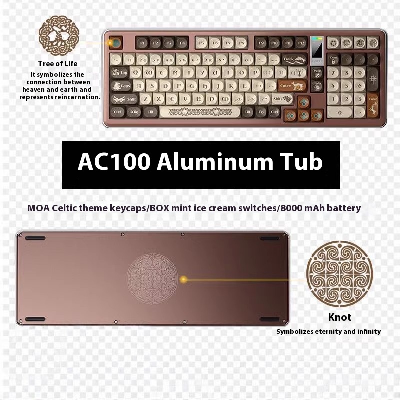 Ajazz AC100 อลูมิเนียมคีย์บอร์ดไร้สาย 98% Hot swappable RGB GASKET คีย์บอร์ดเกมที่กําหนดเองพร้อมหน้าจอ