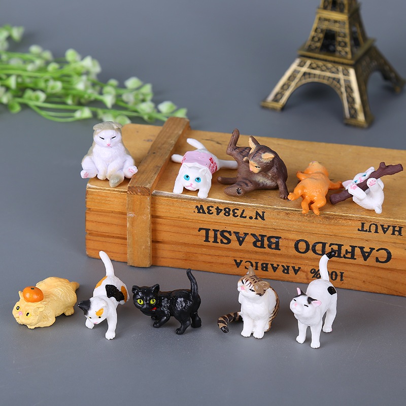 10ชิ้น/เซ็ต2-5เซนติเมตรแมวน่ารักเครื่องประดับขนาดเล็กลูกแมวหุ่นชุดของขวัญสําหรับเด็กเด็กวันเกิดโต๊ะรถสวนตกแต่งบ้าน