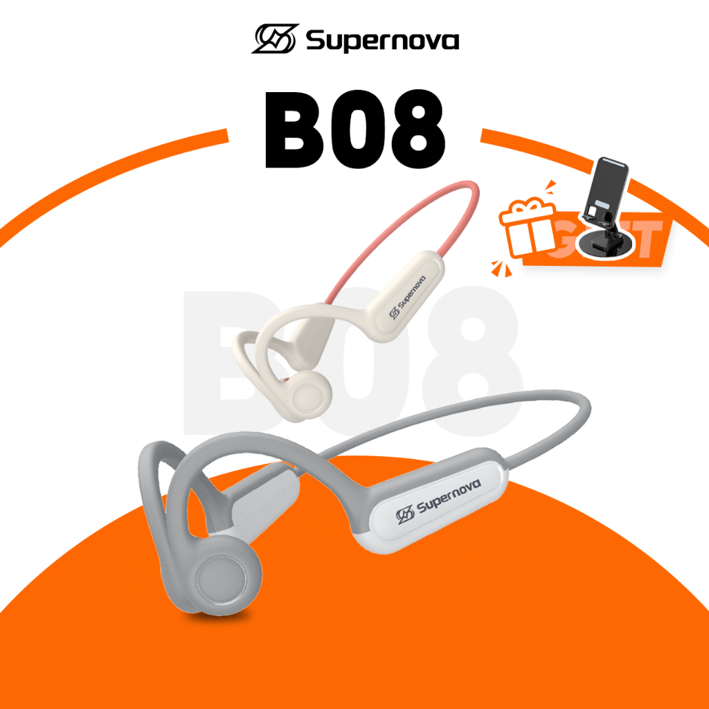 Supernova B08 หูฟังบลูทูธ 5.4 หูฟังไร้สายสําหรับเล่นกีฬา Bone Conduction ชุดหูฟังพร้อมไมโครโฟนหูฟังแบบคล้องคอ XF22 สไตล์เดียวกัน