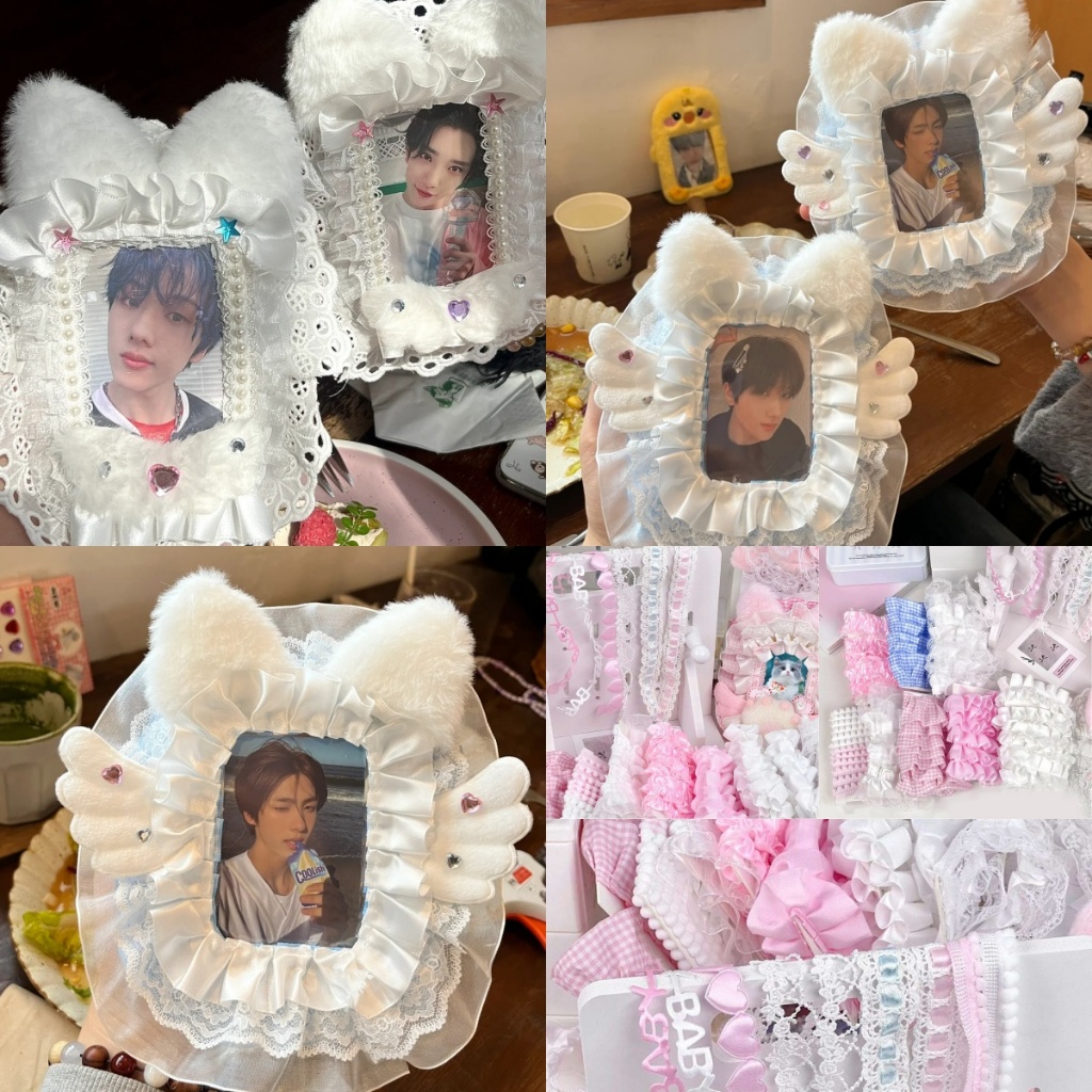 Blackpink ดาวสนับสนุน ทําเอง ลูกไม้การ์ดแขนวัสดุที่ทําด้วยมือหวานและน่ารักสนับสนุน