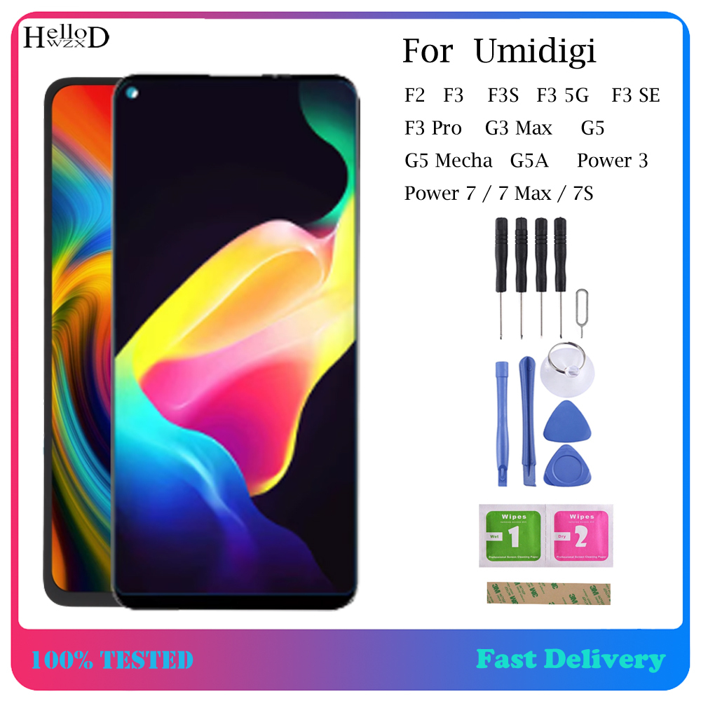 ทดสอบ 100% จอแสดงผล LCD สําหรับ Umidigi F2 F3 F3S F3 5G F3 SE G3 Max G5 G5 Mecha G5A Power 3 Power 7