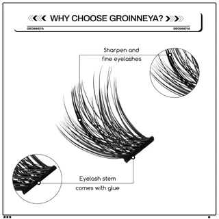 Groinneya DIY Eyelashes Set 5D Fluffy หนา Lashes Clusters ผสม Wispy แต่ละขนตา Extensions