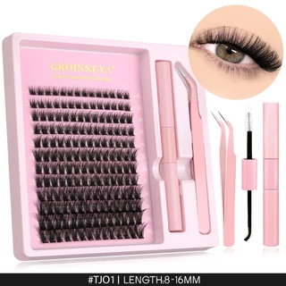 Groinneya DIY Eyelashes Set 5D Fluffy หนา Lashes Clusters ผสม Wispy แต่ละขนตา Extensions