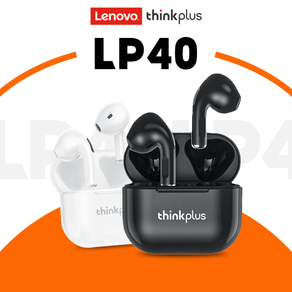 Lenovo LP40 หูฟังบลูทูธ IPX5 หูฟังไร้สาย บลูทูธ 5.1 HD สเตอริโอ ความล่าช้าต่ํา เล่นเกม พร้อมไมโครโฟน เพลง