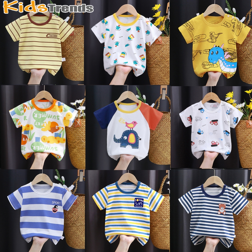 เสื้อยืดแขนสั้นเด็ก ลายแร็กแลน เย็บผ้าฝ้าย แฟชั่นน่ารัก