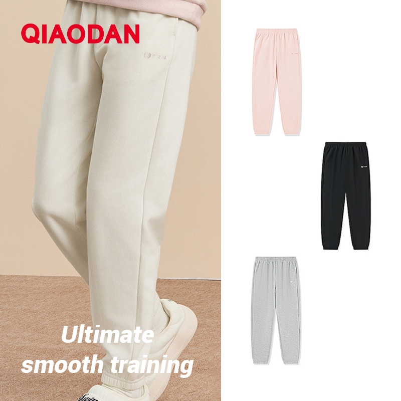 Qiaodan ผู้หญิงถักกางเกงกํามะหยี่ความอบอุ่นกีฬาปิด XKL32241319ก