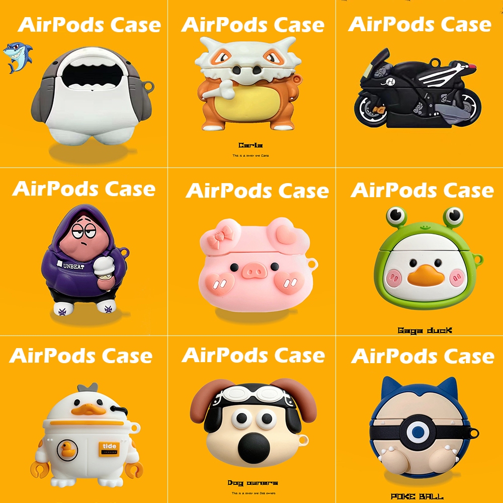 การ์ตูนตลก 3D ซิลิโคนหูฟังสําหรับ AirPods 1/2/3/Pro 2 AirPods 4 Anti-lost หูฟังไร้สายบลูทูธชุดหูฟัง Drop ทนนุ่มฝาครอบป้องกัน