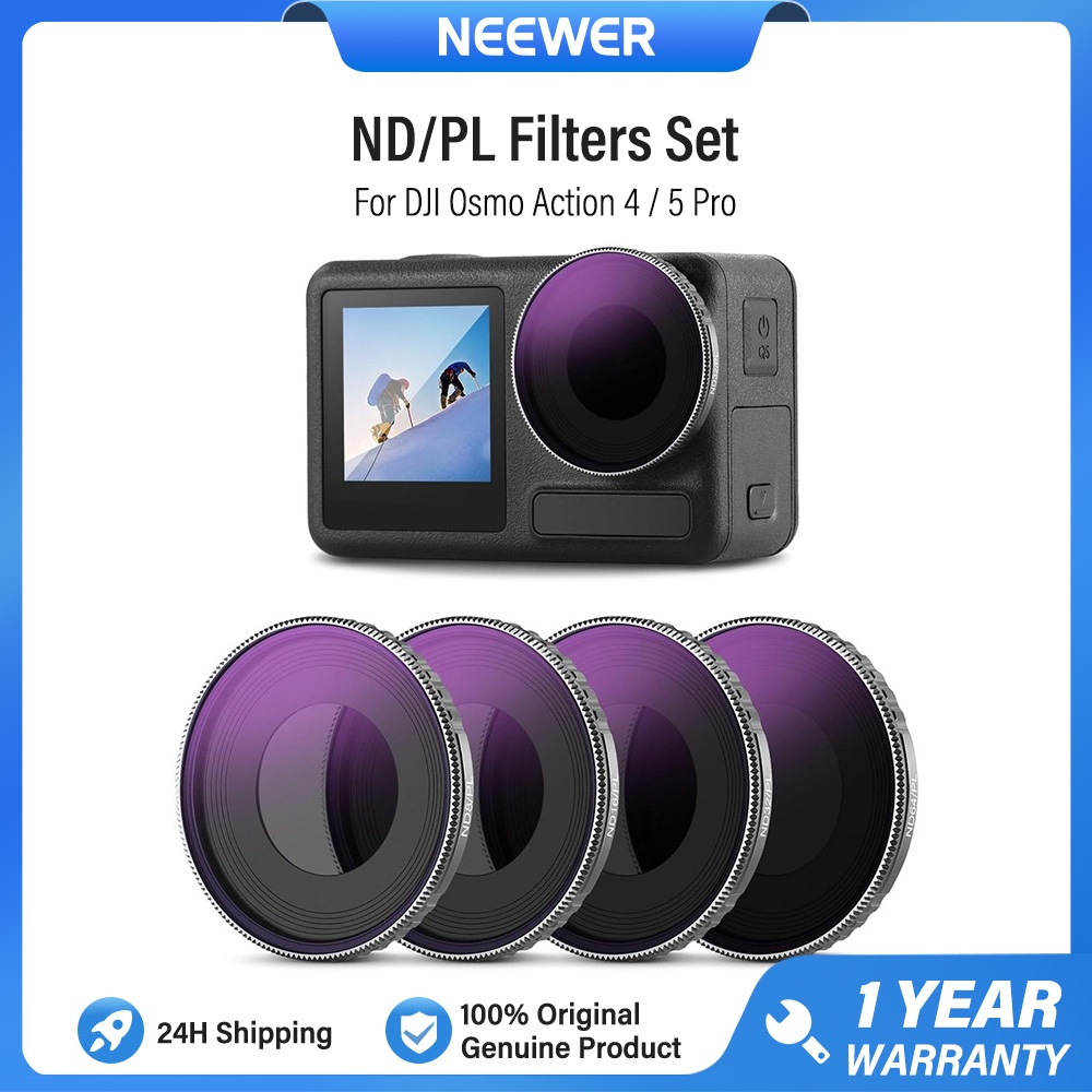 Neewer ND/PL ชุดตัวกรองสําหรับ DJI Osmo Action 5 PRO/Action 4, ND8/PL ND16/PL ND32/PL ND64/PL ชุดกรอ
