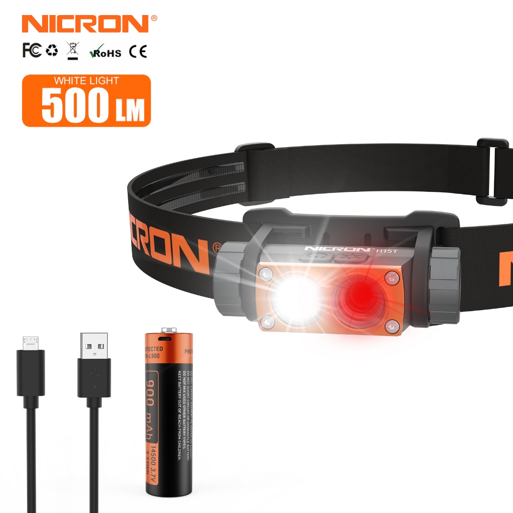 Nicron ไฟหน้า H15T 500 Lumens Double Led แสงสีขาวและแสงสีแดง Double Swich Control Light 14500 ไฟหน้า