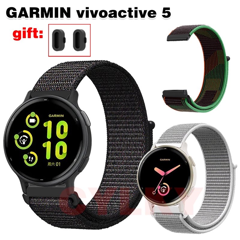 สําหรับ GARMIN vivoactive 5 Strap Nylon Breathable Soft Band Stopper