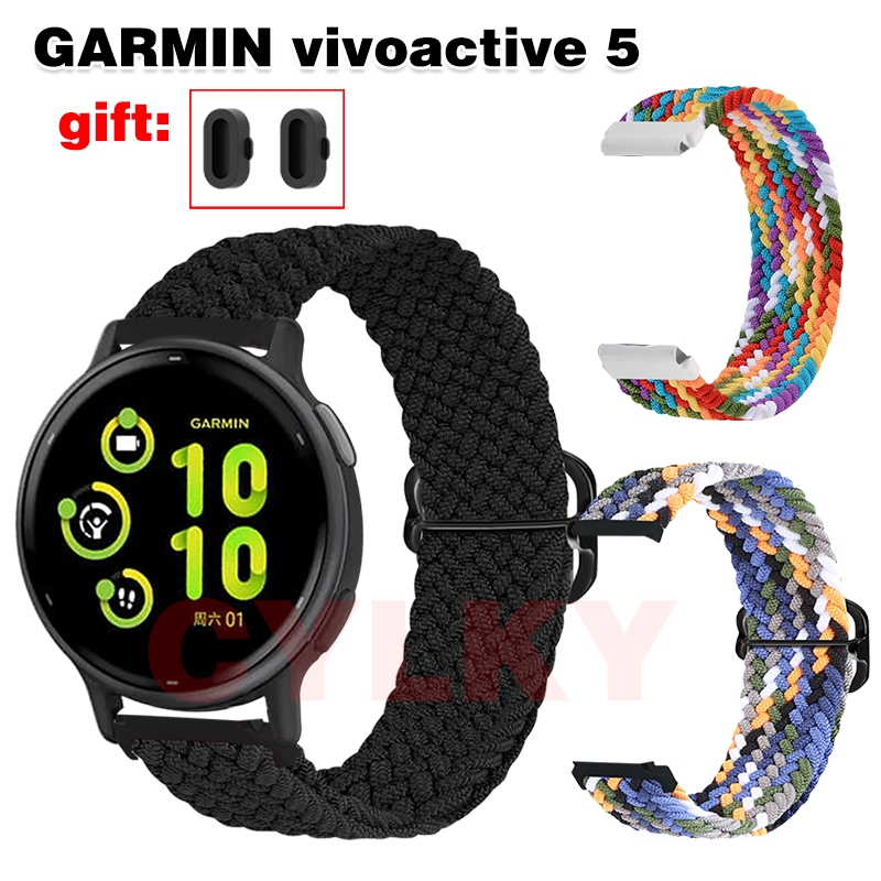 สําหรับ GARMIN vivoactive 5 Strap Nylon Canvas Breathable Soft Band Stopper