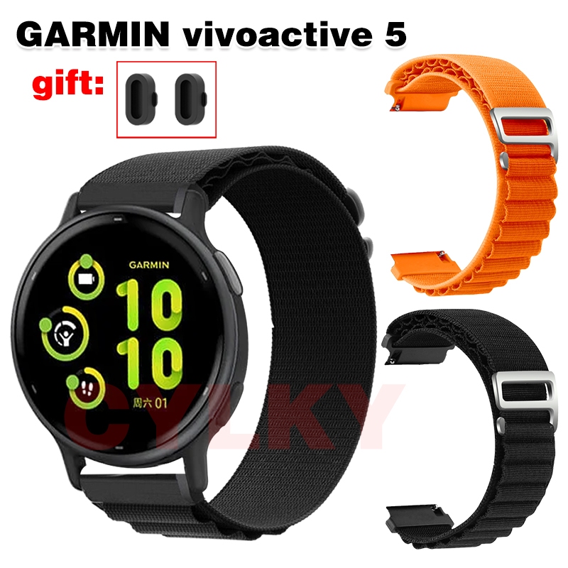 สําหรับ GARMIN vivoactive 5 Strap Nylon Canvas Breathable Soft Band Stopper