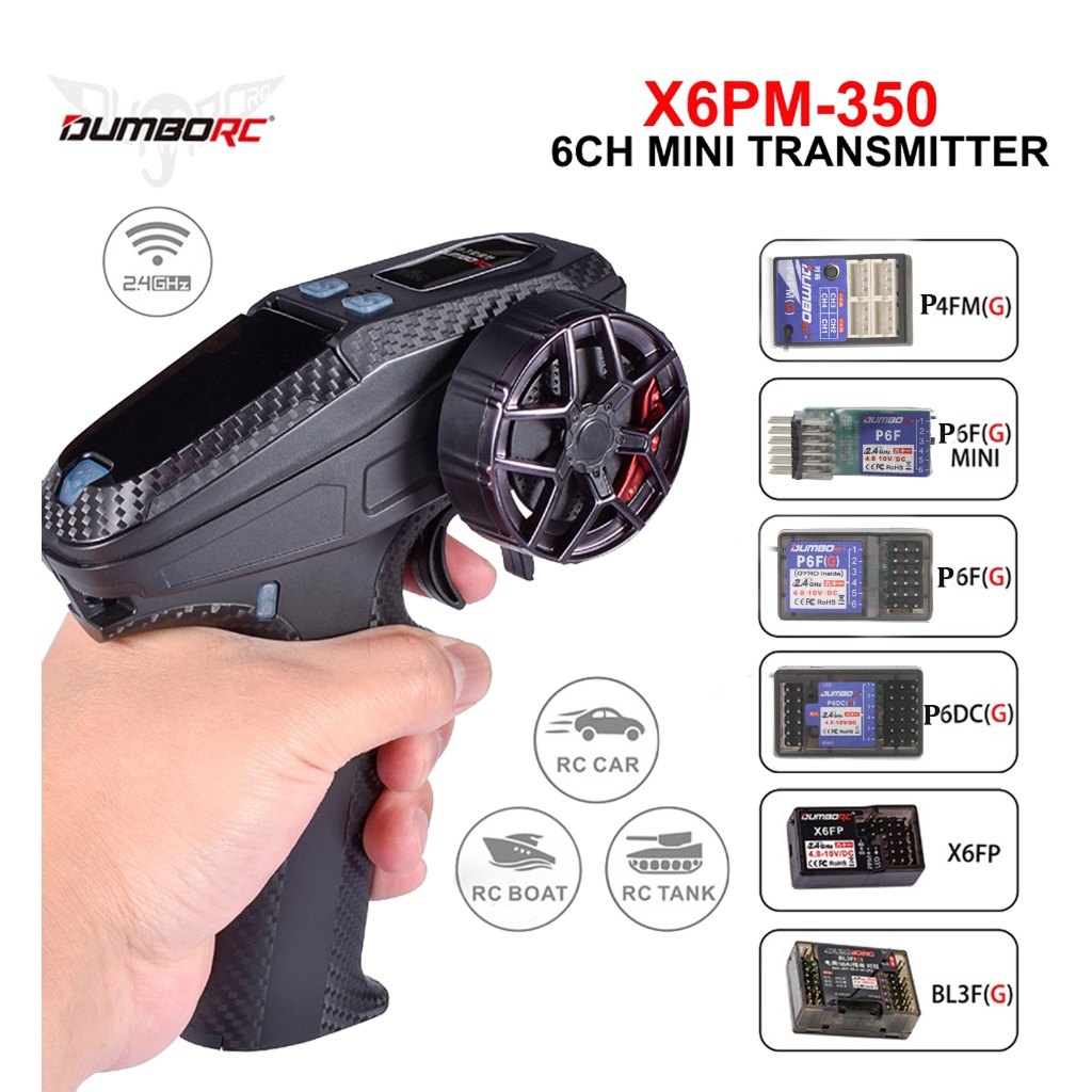 Dumborc 6CH X6PM-350 2.4G RC Mini เครื่องส่งสัญญาณ P4FMG/P6FG/X6DCG/X6FP/BL3FG Gyro Receiver 4.8-12V
