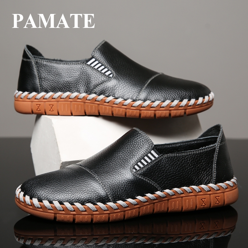 PAMATE รองเท้าโลฟเฟอร์รองเท้าหนังลําลองรองเท้าผู้ชายกันลื่นแบบนุ่ม