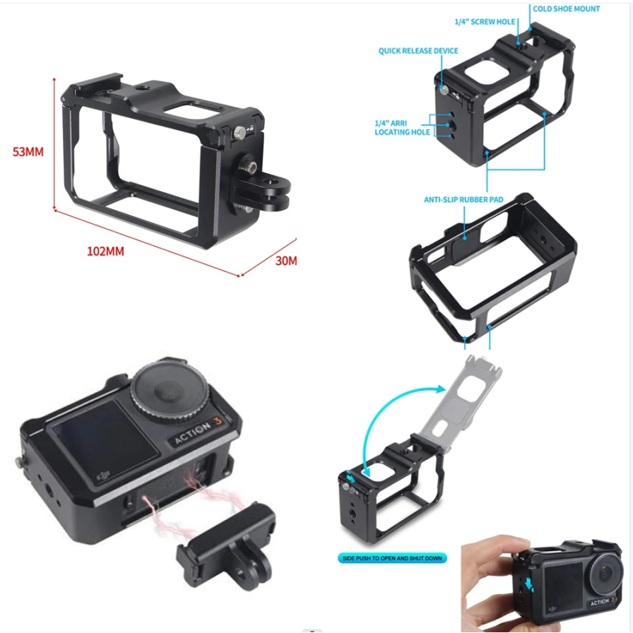 45m ดําน้ํากรณีกันน้ําพลาสติกพร้อมอลูมิเนียมเกราะป้องกันสําหรับ DJI OSMO Action 5pro 4 3 อุปกรณ์เสริมสําหรับกล้อง