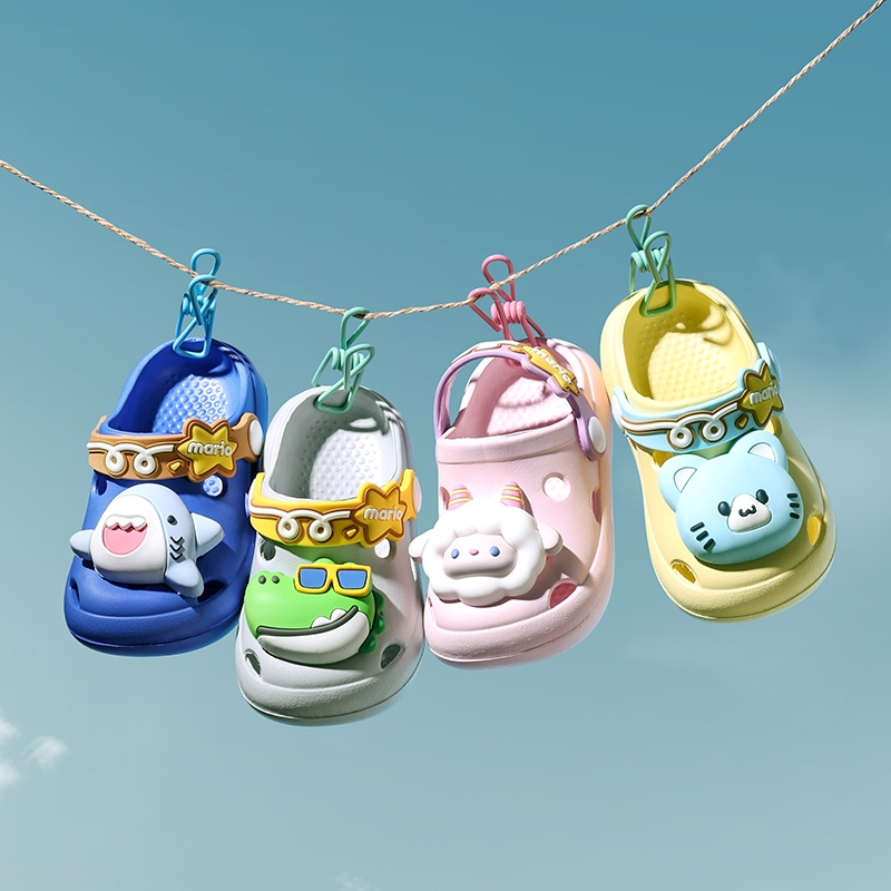Cheerful Mario 14-19ซม รองเท้าหัวโตเด็ก นิ่มๆ รัดส้นเด็ก วัสดุEVA รองเท้ารัดส้นแมวเด็ก ใส่นุ่มสบาย แตะปลาฉลามเด็ก