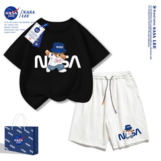 ชุดเสื้อยืดแขนสั้นฤดูร้อนสไตล์อเมริกัน NASA สำหรับเด็ก รุ่นใ…