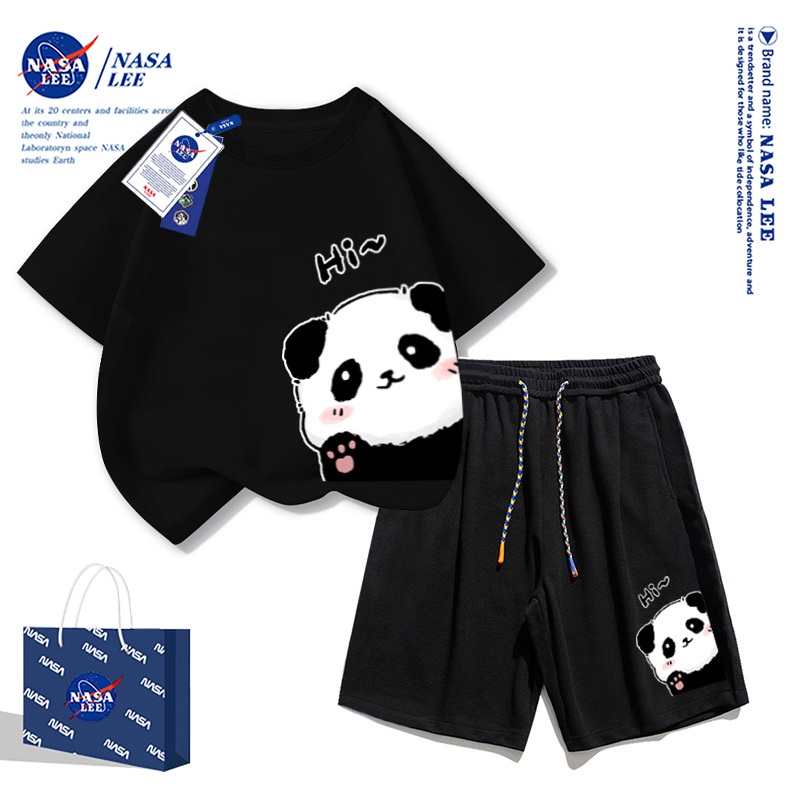 ชุดเสื้อยืดแขนสั้นฤดูร้อนสไตล์อเมริกันNASAสำหรับเด็ก รุ่นใหม่ปี 2025ผ้าคอตตอนนุ่