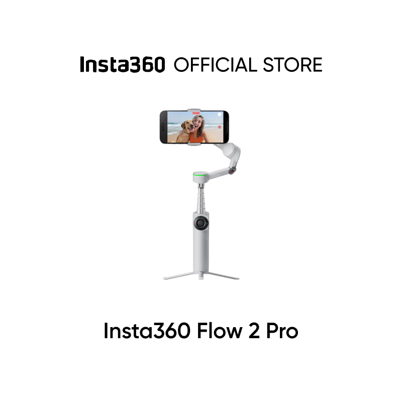 Insta360 Flow 2 Pro - ไม้กันสั่น AI พับได้สำหรับโทรศัพท์ ติดตามด้วย Apple Dockkit ได้กว่า 200 แอป มีการติดตามกลุ่มคน แพน 360º ขาตั้งกล้อง/ไม้เซลฟี่ในตัว ตัวกันสั่นแบบพกพาสำหรับ iPhone/Android