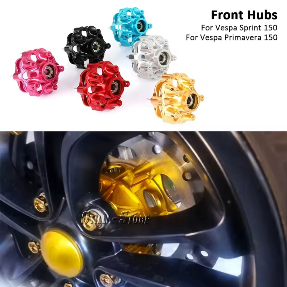 อุปกรณ์เสริมรถจักรยานยนต์ CNC อลูมิเนียมดิสก์เบรกหน้าล้อ Hub สําหรับ Vespa Primavera Sprint 150 Sprint150 Primavera150