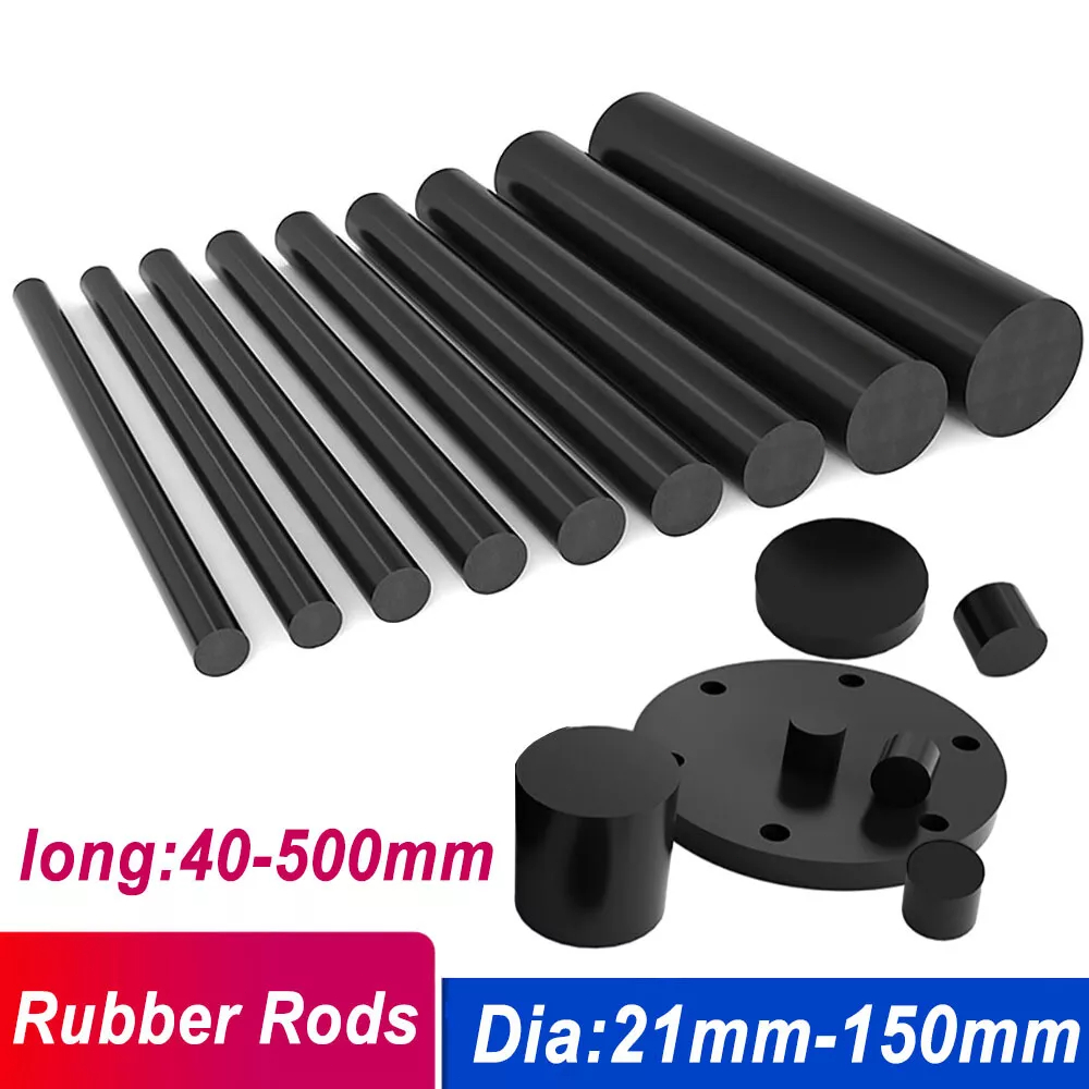 แท่งกลมยางธรรมชาติแข็งสีดํา แท่งบาร์ Dia 21mm-150mm ยาว 40mm-500mm