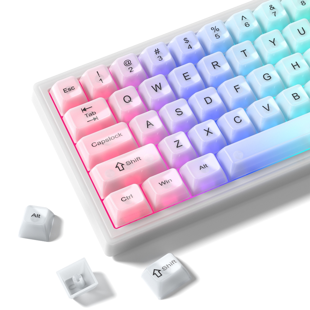 115 คีย์ Mist White Translucence Keycaps ชุด MDA Profile ฝาครอบแป้นพิมพ์แบบกําหนดเอง