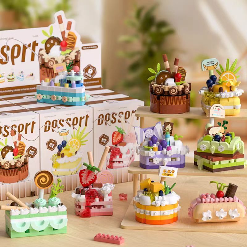 เค้กปาร์ตี้ขนมหวาน บล็อกตัวต่อ Taro Bobo ของเล่นก้านเพื่อการศึกษา ตัวเลือกของขวัญสําหรับเด็กชายและเด็กหญิง