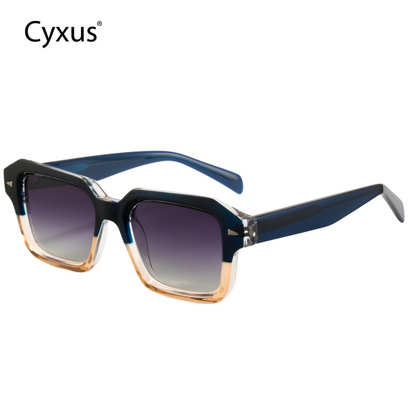 Cyxus แว่นกันแดดโพลาไรซ์กีฬาตกปลากอล์ฟกรอบสี่เหลี่ยมขนาดใหญ่ผู้ชายอินเทรนด์ขากรอบ TR + acetate P1580