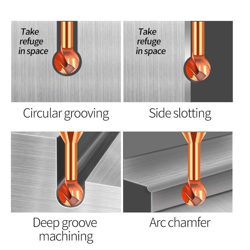 Hrc55 เหล็กทังสเตน Lollipop ball Cutter โดยรวมโลหะผสม R0.5-R6 หัวบอล End Mill