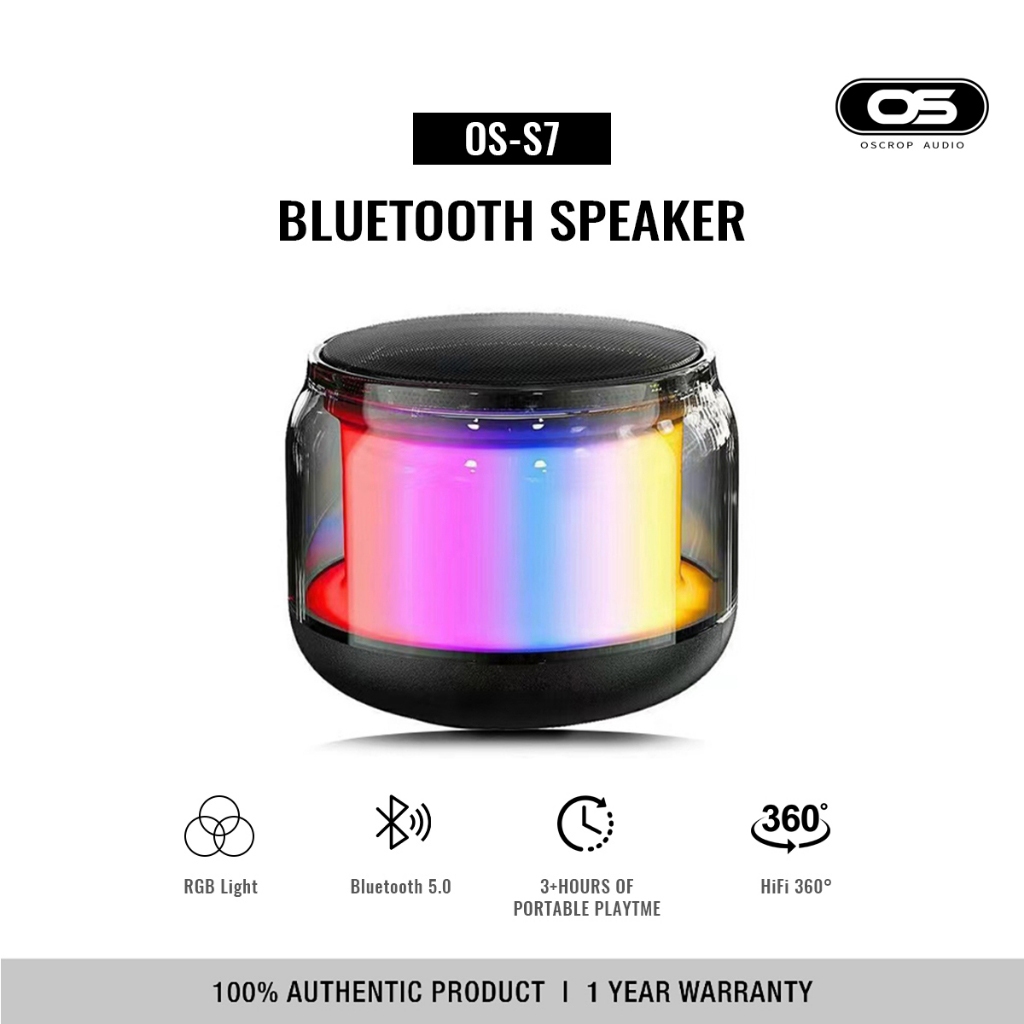 OSCROP S100 ลำโพงบลูทูธไร้สาย RBG เสียงเซอร์ราวด์ดัง 8 ธีมเปลี่ยนสี เต้นรำกับเพลง รองรับการโทรด้วยเสียง รองรับการ์ดAUX TF