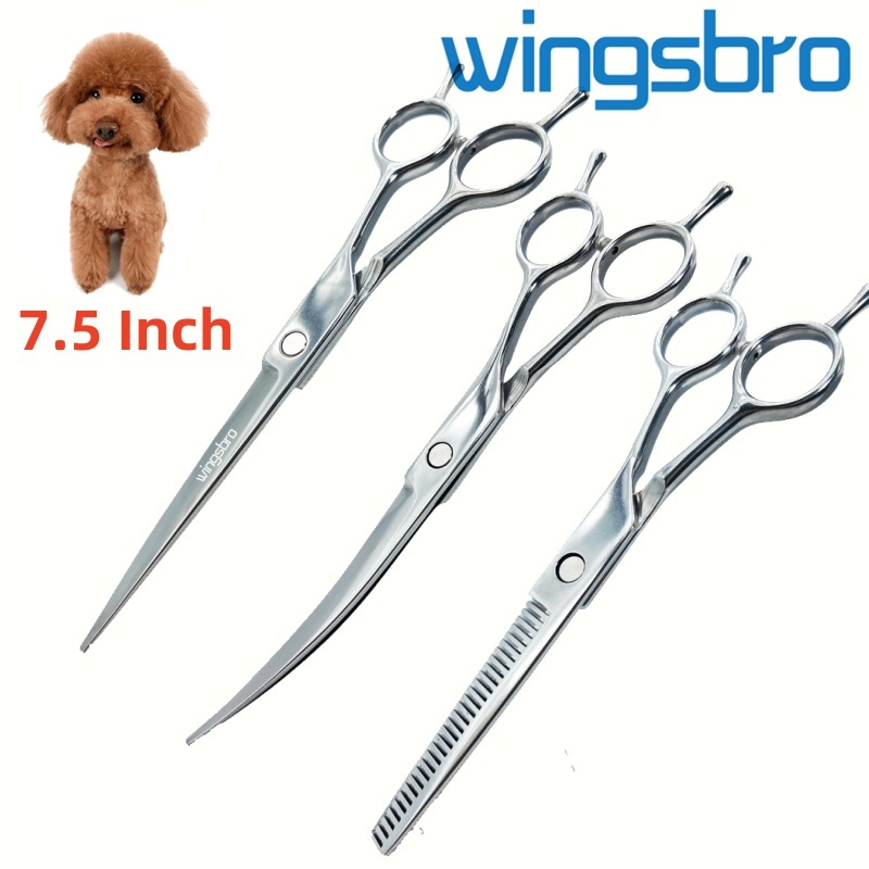 ปีก 7.5 นิ้วสัตว์เลี้ยงกรูมมิ่งกรรไกรชุด, ญี่ปุ่นสแตนเลสหางคู่แบน/ฟัน/รถบ้านสัตว์เลี้ยงกรรไกรผม