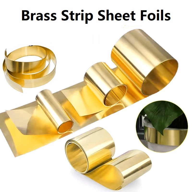Brass Strip H62 Brass Metal Thin Sheet Foil Plate แถบทองเหลือง ทองเหลืองโลหะแผ่นบางแผ่นฟอยล์หนา 0.3 0.4 0.5 0.6 0.8 1 มม. กว้าง 10-400มม
