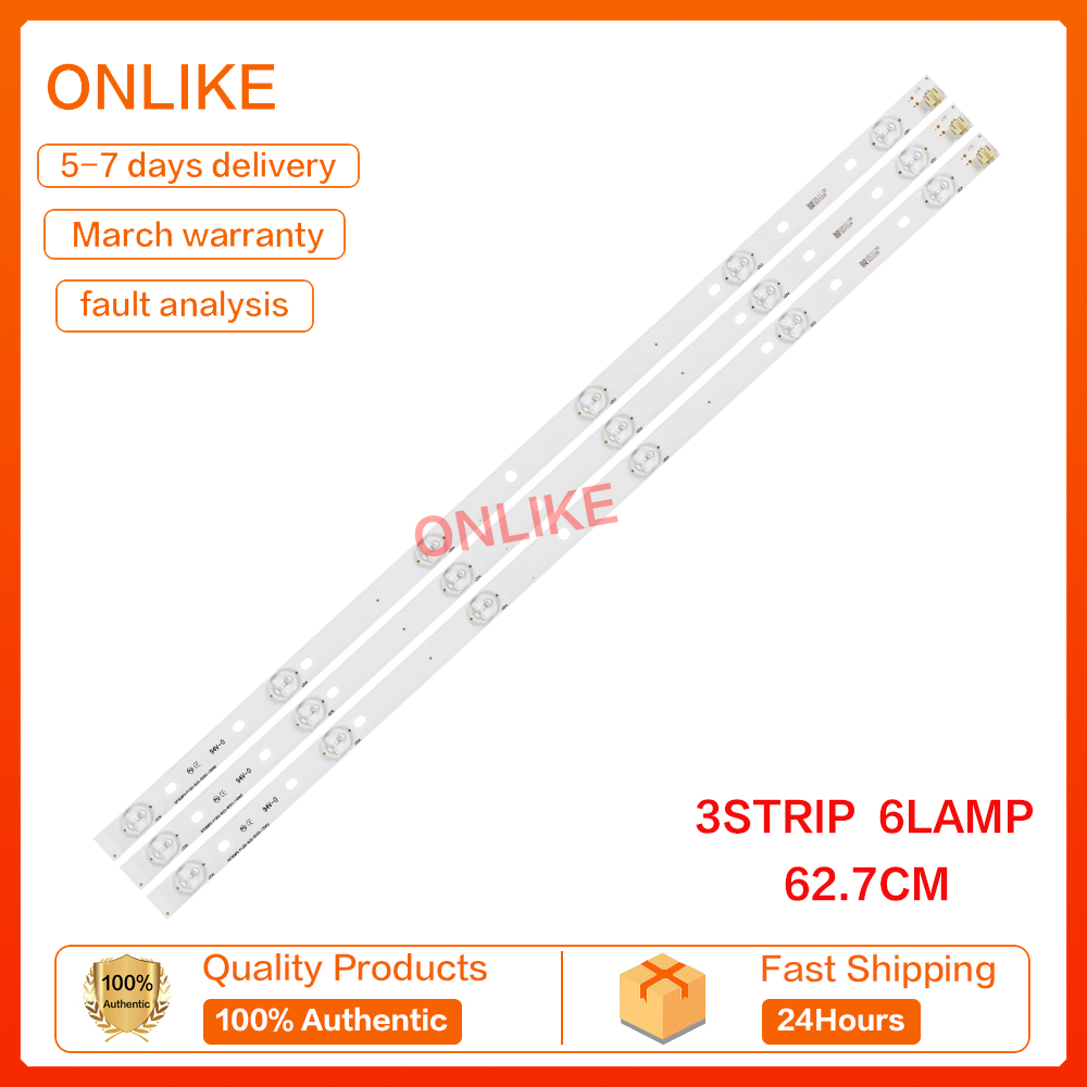 หลอดแบล็คไลท์ ทีวี TOSHIBA โตชิบา 32" รุ่น 32P1300 32P1400 32P2400 32L2450 6ดวง 3แถว 62cm LED Backlight TV หลอดทีวี อะไหล่ทีวี