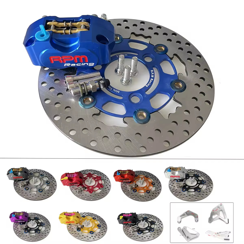 220 มม.เบรค 70 มม.โรเตอร์ 3 หลุม Caliper ชุด RPM 4 ลูกสูบเบรค Caliper Radil ติดตั้งสําหรับ Yamaha Aerox Nitro BWS JOG ebike ราคา ถูกที่สุด ดีลบีเคเค