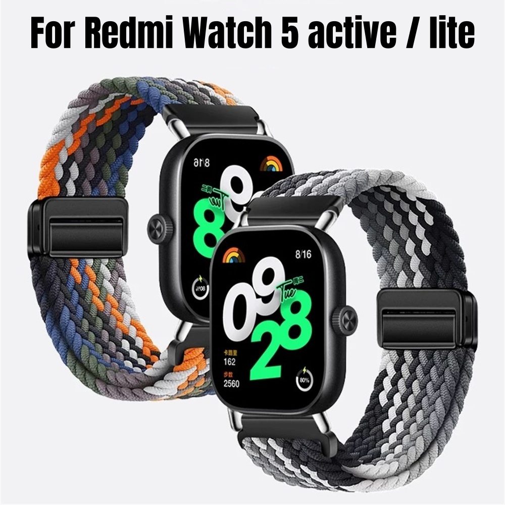 Redmi watch 5 active Magnetic buckle สายไนลอนสําหรับ Xiaomi Redmi watch 5 22mm Breathable สายคล้องคอสร้อยข้อมือสําหรับ Redmi watch 5 lite ปรับอุปกรณ์เสริม