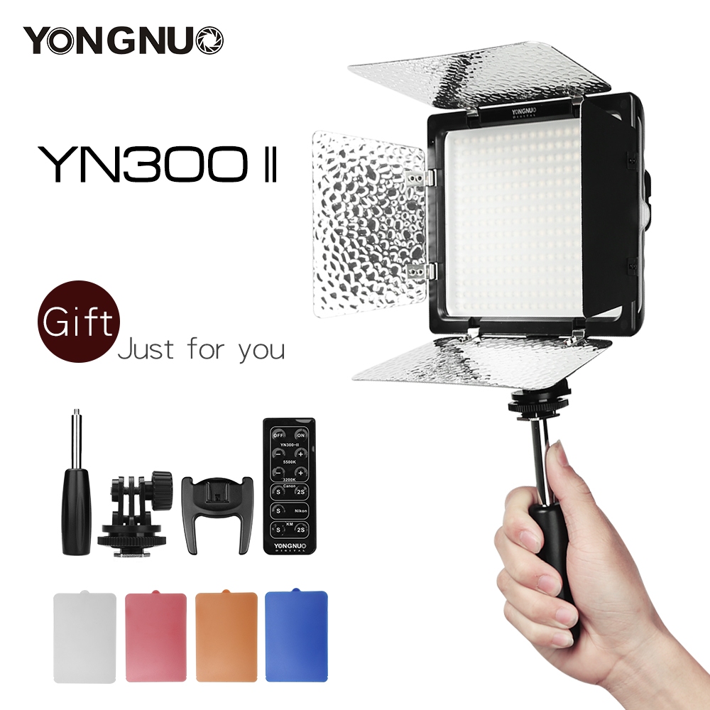 Yongnuo YN300II YN300-II 300 LED กล้องและวิดีโอพร้อมกล้องวิดีโอระยะไกล 3200-5500K อุณหภูมิสีที่ปรับไ