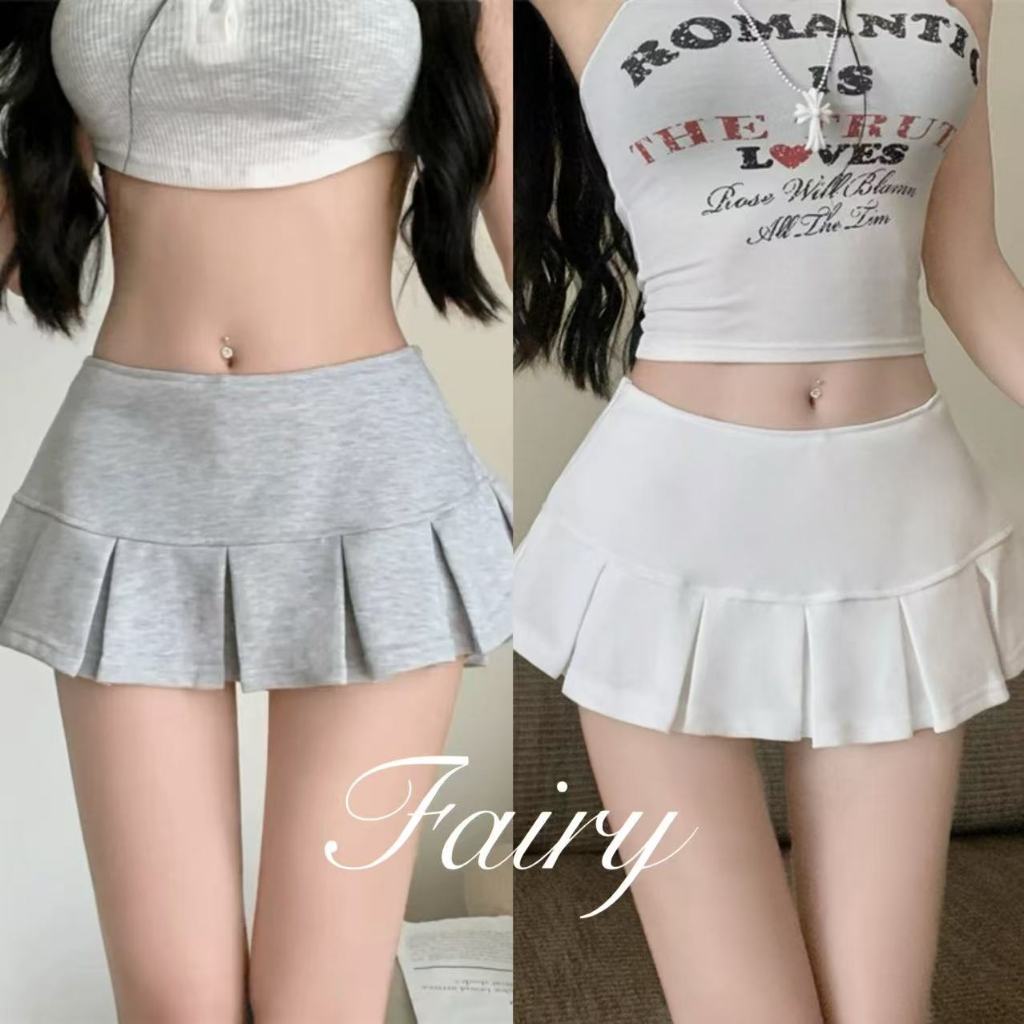Fariy🍒คลังสินค้าพร้อม🍒กระโปรงเด็กผู้หญิง ฤดูร้อนของผู้หญิง กระโปรงสาวร้อนอเมริกัน กางเกงสไตล์สปอร์ต กระโปรงทรงเอ เอวต่ำ