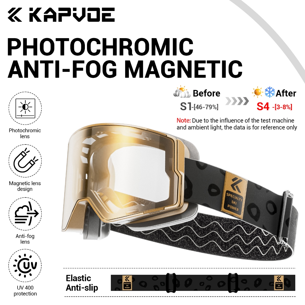 Kapvoe แว่นตาสกี Photochromic สโนว์บอร์ด เล่นสกี/หิมะ กีฬา Anti-Fog UV400