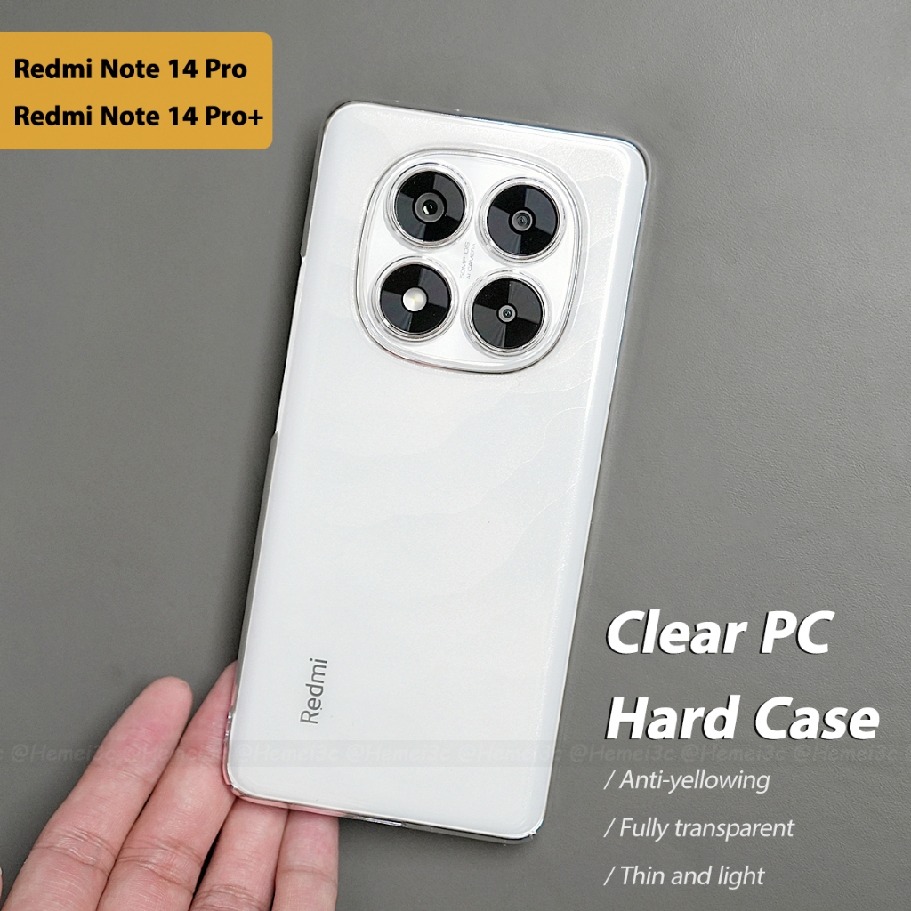 สําหรับ Redmi Note 14 Pro Plus 5G ปลอกไม่มีสีเหลืองโปร่งใส Ultra-thin Hard PC เคสโทรศัพท์ฝาครอบ