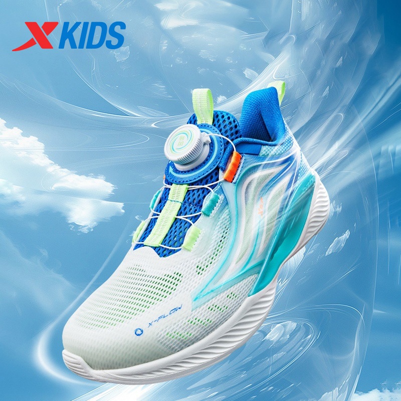 XTEP X-FLOW5.0 รองเท้าเด็กสายรัดออกแบบลื่นทนต่อการสึกหรอน้ําหนักเบาสําหรับ 0-7 ปี Kd Boy Girl