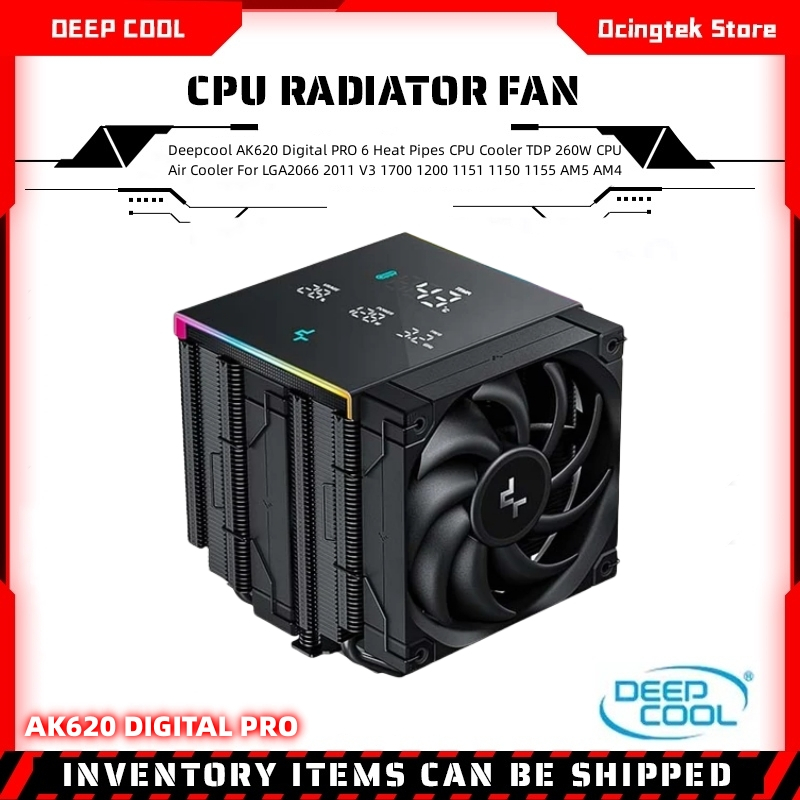 Deepcool AK620 Digital PRO 6 ท่อความร้อน CPU Cooler TDP 260W CPU Air Cooler สําหรับ LGA2066 2011 V3 