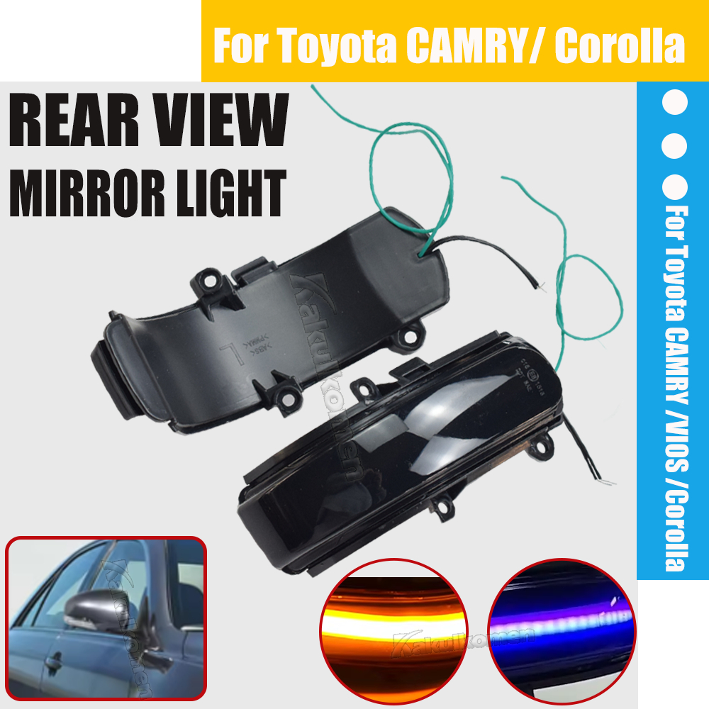 2 ชิ้น LED แบบไดนามิกไฟเลี้ยวไฟแสดงสถานะ Order กระจกมองหลังเหมาะสําหรับ Toyota Camry 2006-2011 VIOS Corolla