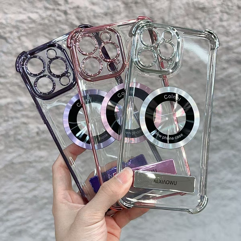 เคส Oppo A3X 4G A98 5G A97 5G A78 5G A53 A33 A76 A96 A92 A52 สี่มุมป้องกันการตกแม่เหล็กดูดผู้ถือชุบก