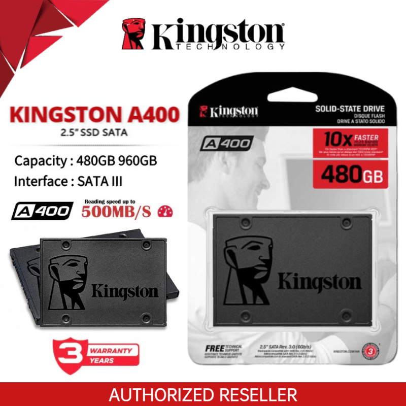 Kingston A400 480GB 960GB SATA3 2.5" ไดรฟ์โซลิดสเตต SSD ภายใน (SA400S37/480G)