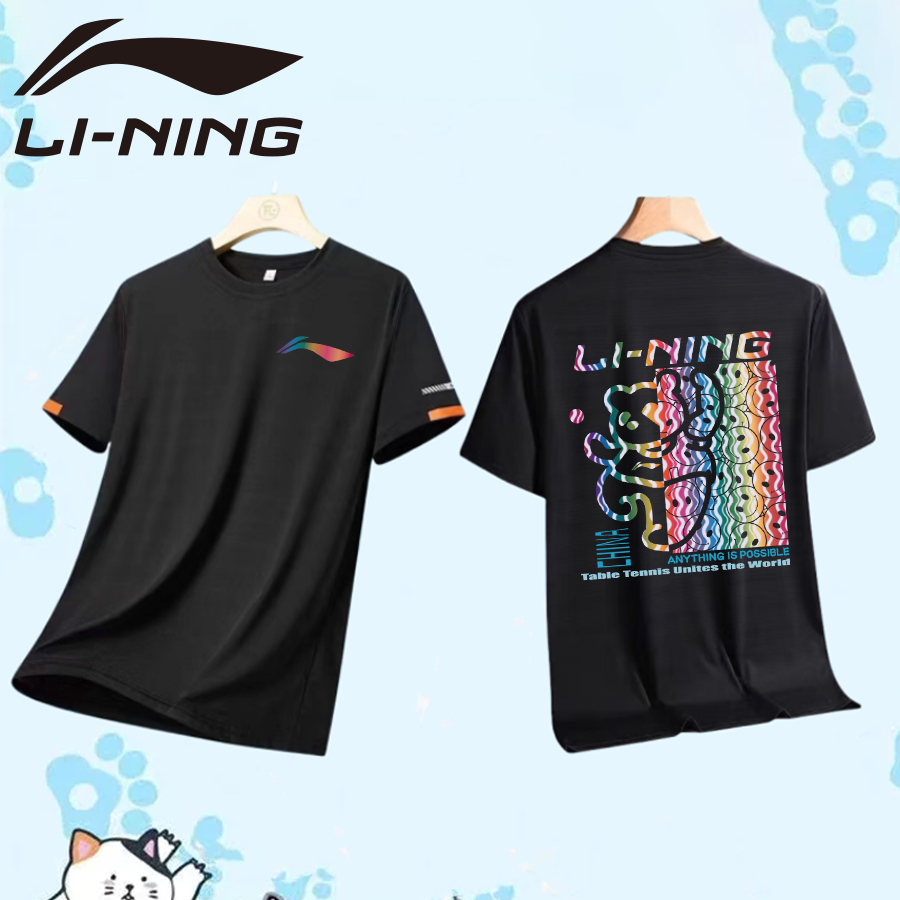 LI NING ลี้ และ เสื้อยืดกีฬาแขนสั้นตาข่ายแห้งเร็ว ระบายอากาศ สําหรับแบดมินตัน ผู้ชาย/ผู้หญิง วัฒนธรรมกีฬา