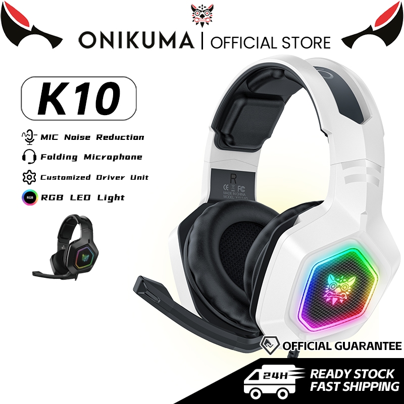 ONIKUMA K10 หูฟังสําหรับเล่นเกมพร้อมไมโครโฟนลดเสียงรบกวนเสียงรอบทิศทางชุดหูฟังสเตอริโอแบบมีสาย