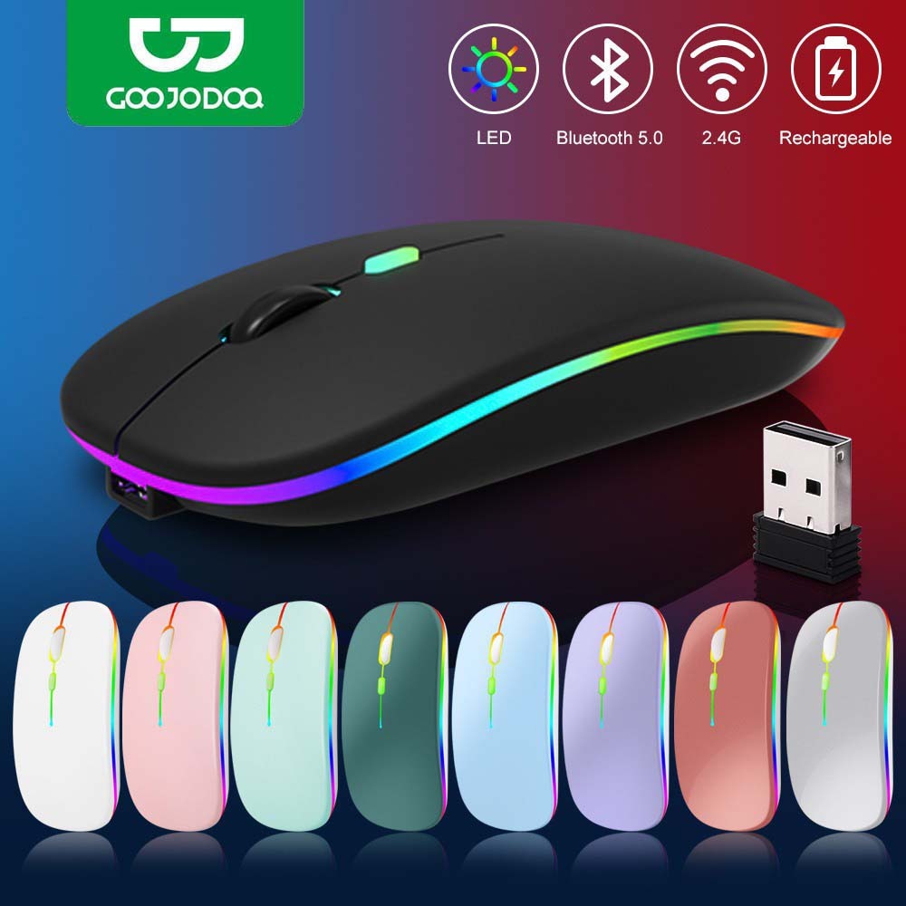 GOOJODOQ 🇹🇭【ไทยแลนด์สปอต】เมาส์ไร้สาย เมาส์บลูทูธ ไฟได้ เมาส์เล่นเกมแบบ