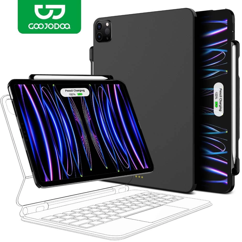 GOOJODOQ เคสแม่เหล็ก พร้อมช่องใส่ดินสอ สําหรับ iPad Pro 11 13 Air 4 5 6 7 Pro 12.9（ไม่มีแป้นพิมพ์）